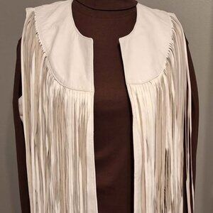 "Cripple Creek" Ladies' white leather fringed vest